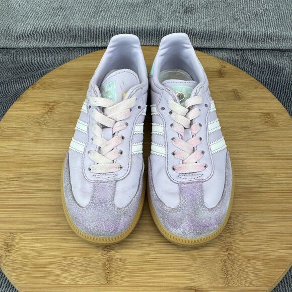 Adidas Samba Shoes Kids Size 13K Purple Mint White Gum Classic Leather IE8847 - Picture 3 of 10